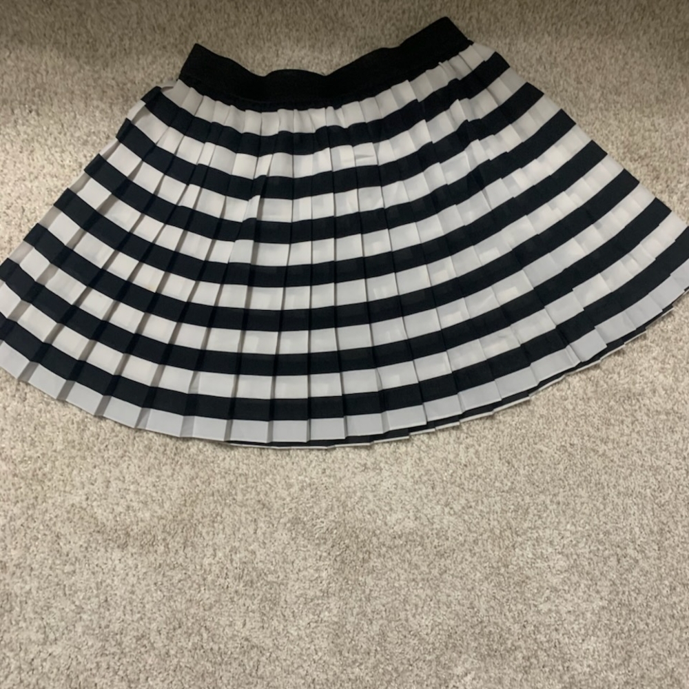 Divided Black and White Striped Mini Skirt